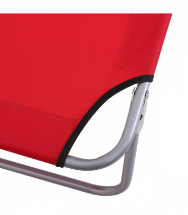 Outsunny Folding Chair Sun Lounger w/ Sunshade Garden Recliner Hammock Red