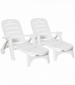 Outsunny Patio Folding Lounge Chairs Recliners with Wheels & 5-Position Backrest