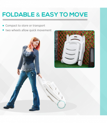 Outsunny Patio Folding Lounge Chairs Recliners with Wheels & 5-Position Backrest