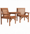 Outsunny Wooden Garden Love Seat with Coffee Table Partner Bench Tan Brown