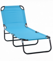 Outsunny Reclining Lawn Chaise Lounge Folding Chair Adjustable Backrest, Blue