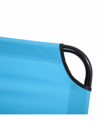 Outsunny Reclining Lawn Chaise Lounge Folding Chair Adjustable Backrest, Blue