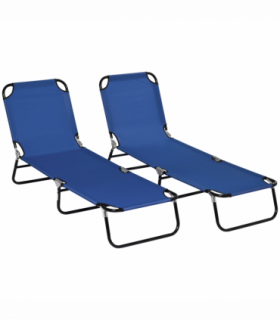 Outsunny  Folding Sun Loungers Set of 2 with Adjustable Backrest, Blue