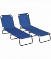 Outsunny  Folding Sun Loungers Set of 2 with Adjustable Backrest, Blue
