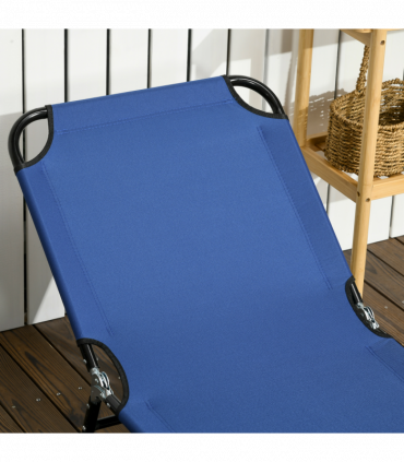 Outsunny  Folding Sun Loungers Set of 2 with Adjustable Backrest, Blue