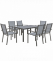Outsunny 7 PCs Garden Dining Set, Wood-plastic Composite Table & 6 Chairs, Grey