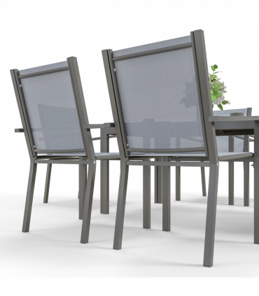 Outsunny 7 PCs Garden Dining Set, Wood-plastic Composite Table & 6 Chairs, Grey
