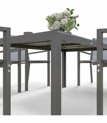 Outsunny 7 PCs Garden Dining Set, Wood-plastic Composite Table & 6 Chairs, Grey