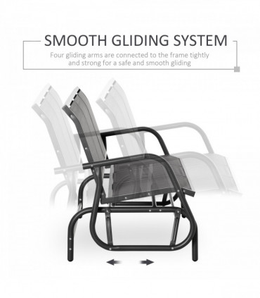 Outsunny 3-Seat Glider Rocking Chair for 3 People Garden Bench Grey
