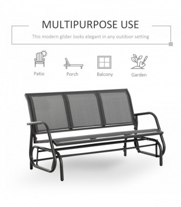 Outsunny 3-Seat Glider Rocking Chair for 3 People Garden Bench Grey