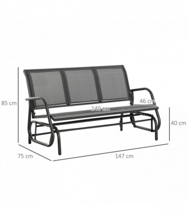 Outsunny 3-Seat Glider Rocking Chair for 3 People Garden Bench Grey