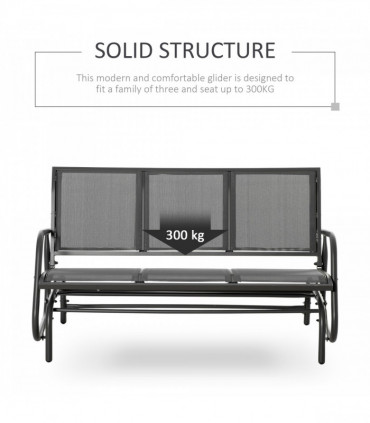 Outsunny 3-Seat Glider Rocking Chair for 3 People Garden Bench Grey