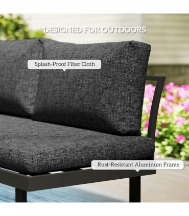 Outsunny 4 Seater L Shaped Aluminium Garden Furniture Set with Coffee Table