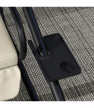 Outsunny 2-in-1 Garden Swing Chair for 3 Person w/ Adjustable Canopy, Cream