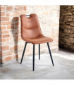 BROWN FAUX LEATHER CHAIR BLACK METAL LEGS