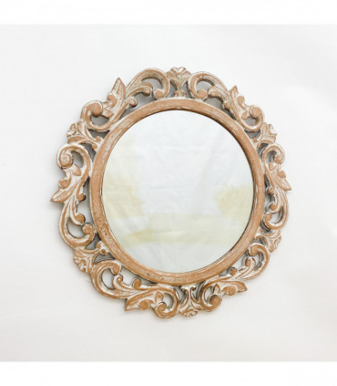 48CM HAND CARVED WOODEN MIRROR