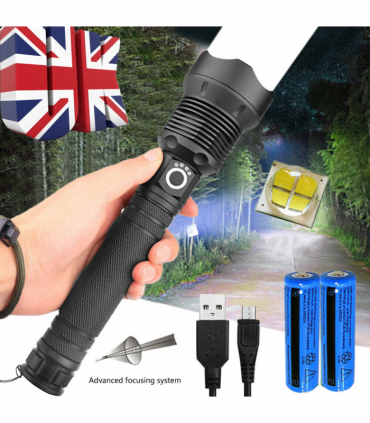 USB Recharge LED Flashlight 3 Lighting Modes Outdoor Camping Hiking Flashlight Work Light