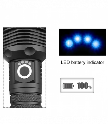 USB Recharge LED Flashlight 3 Lighting Modes Outdoor Camping Hiking Flashlight Work Light