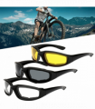 3 pairs  Motorcycle Sports Biker Riding Glasses Wind Resistant Eye Protection Women Men Sports Goggles Cycling Glasses Sunglasses Gray/Clear/Yellow