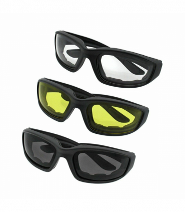3 pairs  Motorcycle Sports Biker Riding Glasses Wind Resistant Eye Protection Women Men Sports Goggles Cycling Glasses Sunglasses Gray/Clear/Yellow