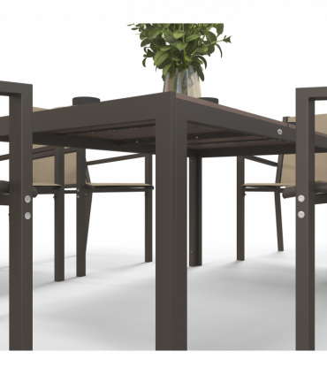 Outsunny 7 PCs Garden Dining Set, Wood-plastic Composite Table & 6 Chairs, Khaki