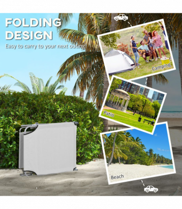 Outsunny Outdoor Foldable Sun Lounger Set of 2, Light Grey