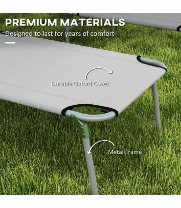 Outsunny Outdoor Foldable Sun Lounger Set of 2, Light Grey