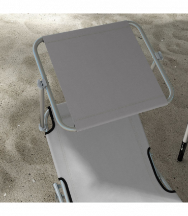 Outsunny Outdoor Foldable Sun Lounger Set of 2, Light Grey
