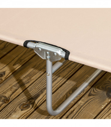 Outsunny Folding Sun Lounger Set of 2 with Sunshade Adjustable Backrest Brown