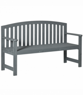 Outsunny 2 Person Garden Bench Wooden Outdoor Furniture with Armrest Grey
