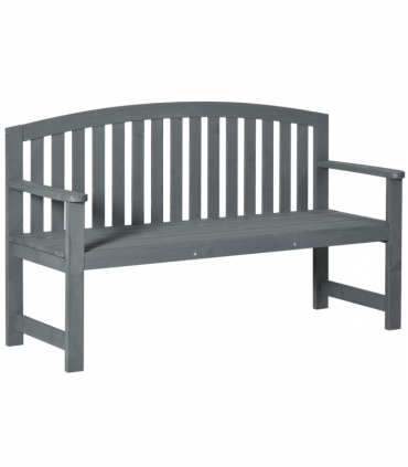 Outsunny 2 Person Garden Bench Wooden Outdoor Furniture with Armrest Grey