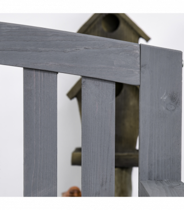 Outsunny 2 Person Garden Bench Wooden Outdoor Furniture with Armrest Grey