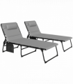 Outsunny Folding Sun Loungers Set of 2, Reclining Sun Bed, Light Grey