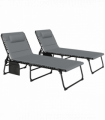 Outsunny Folding Sun Loungers Set of 2, Reclining Sun Bed, Charcoal Grey
