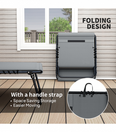 Outsunny Folding Sun Loungers Set of 2, Reclining Sun Bed, Charcoal Grey