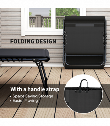 Outsunny Folding Sun Loungers Set of 2, Reclining Sun Bed, Black