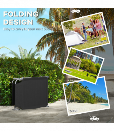 Outsunny Folding Sun Lounger Set of 2 w/ Sunshade Adjustable Backrest Black