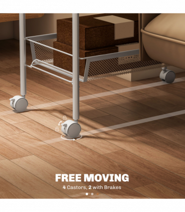 HOMCOM 5 Tier Utility Rolling Cart with Removable Mesh Baskets, White