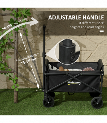 Outsunny 41L Festival Trolley, 60kg Heavy Duty Folding Trolley Cart, Black