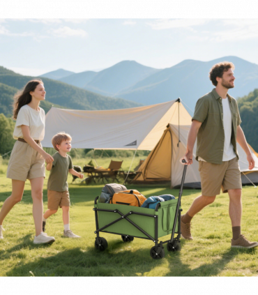 Outsunny 41L Festival Trolley, 60kg Heavy Duty Folding Trolley Cart, Green