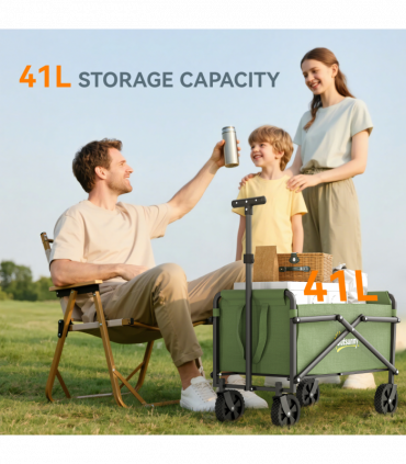 Outsunny 41L Festival Trolley, 60kg Heavy Duty Folding Trolley Cart, Green
