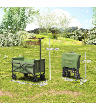 Outsunny 41L Festival Trolley, 60kg Heavy Duty Folding Trolley Cart, Green