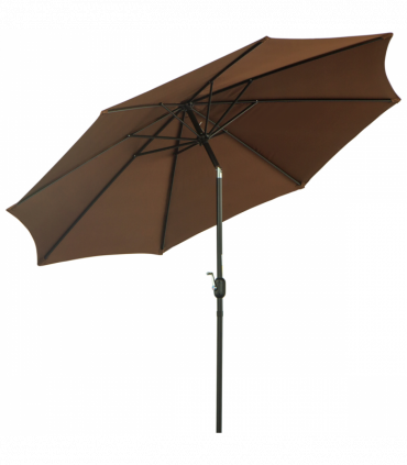 3(m) Patio Umbrella Outdoor Sunshade Canopy w/ Tilt & Crank Coffee