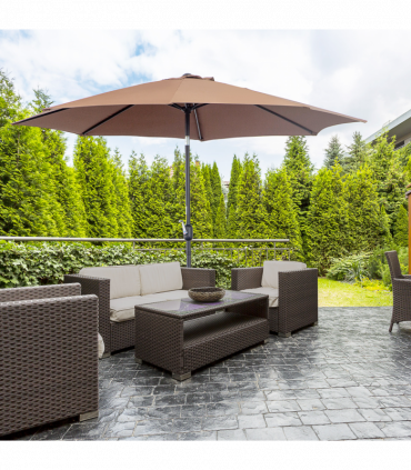 3(m) Patio Umbrella Outdoor Sunshade Canopy w/ Tilt & Crank Coffee