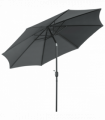 3(m) Patio Umbrella Outdoor Sunshade Canopy w/ Tilt & Crank Dark Grey