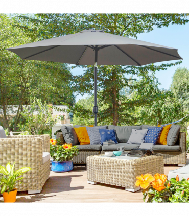 3(m) Patio Umbrella Outdoor Sunshade Canopy w/ Tilt & Crank Dark Grey