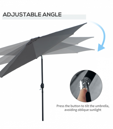 3(m) Patio Umbrella Outdoor Sunshade Canopy w/ Tilt & Crank Dark Grey