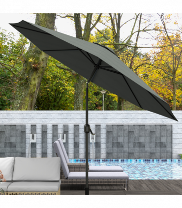 3(m) Patio Umbrella Outdoor Sunshade Canopy w/ Tilt & Crank Dark Grey