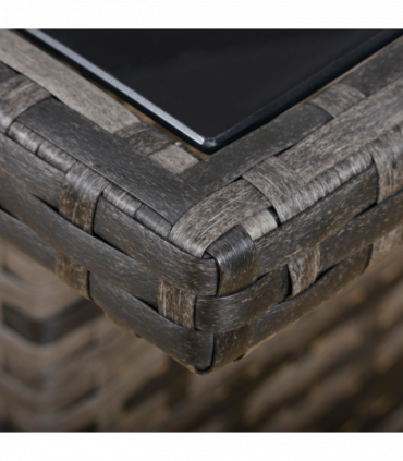 6PC Garden Rattan Corner Dining Sofa 7-seater Wicker Table Foot Stool - Grey