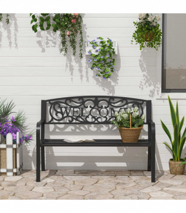 126Lx60Wx85H cm Steel Bench-Black